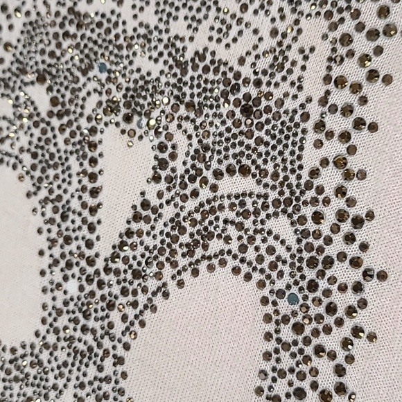 Rhinestone studded skull knit tank top cream metallic gold no size - Picture 6 of 6